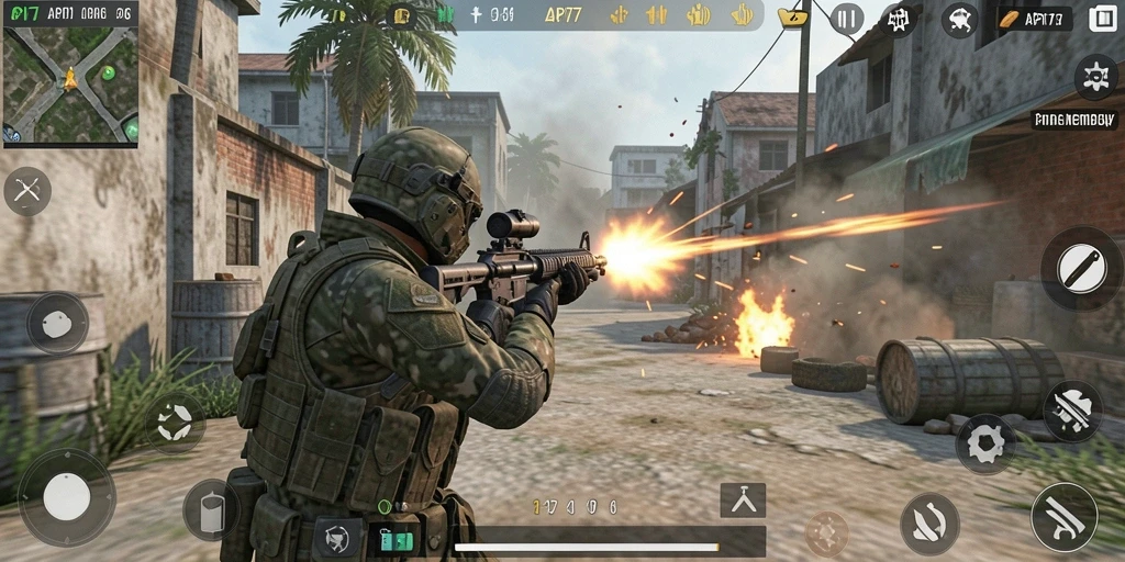 Tangkapan layar dari gameplay API77 yang penuh aksi.