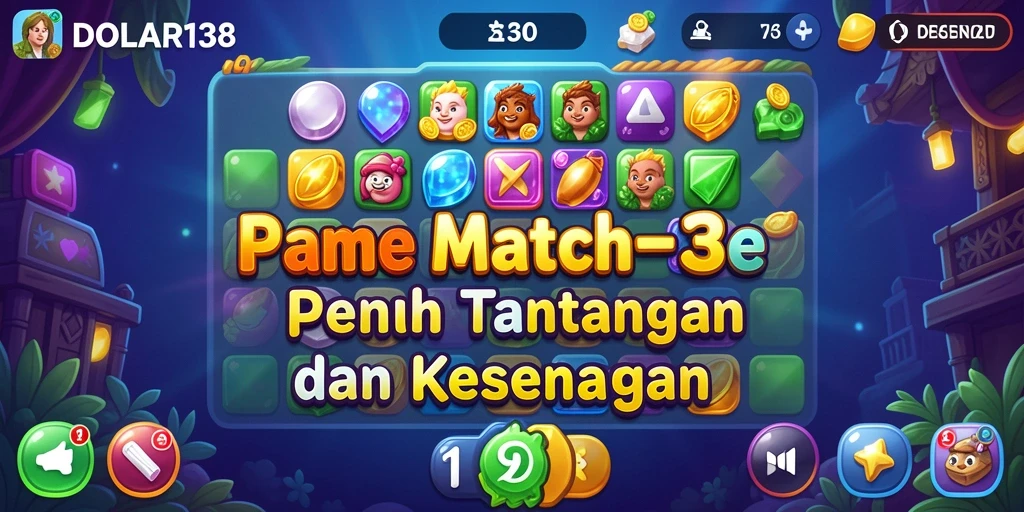 Tangkapan layar DOLAR138 menampilkan gameplay seru dari tantangan Match-3.