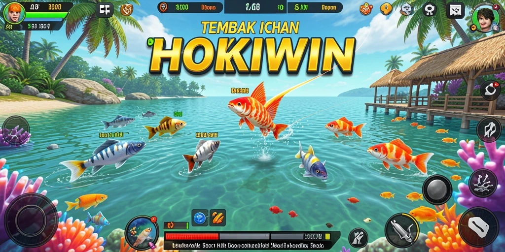 Tampilan menarik dari game Tembak Ikan HOKIWIN dengan aksi menembak yang seru.