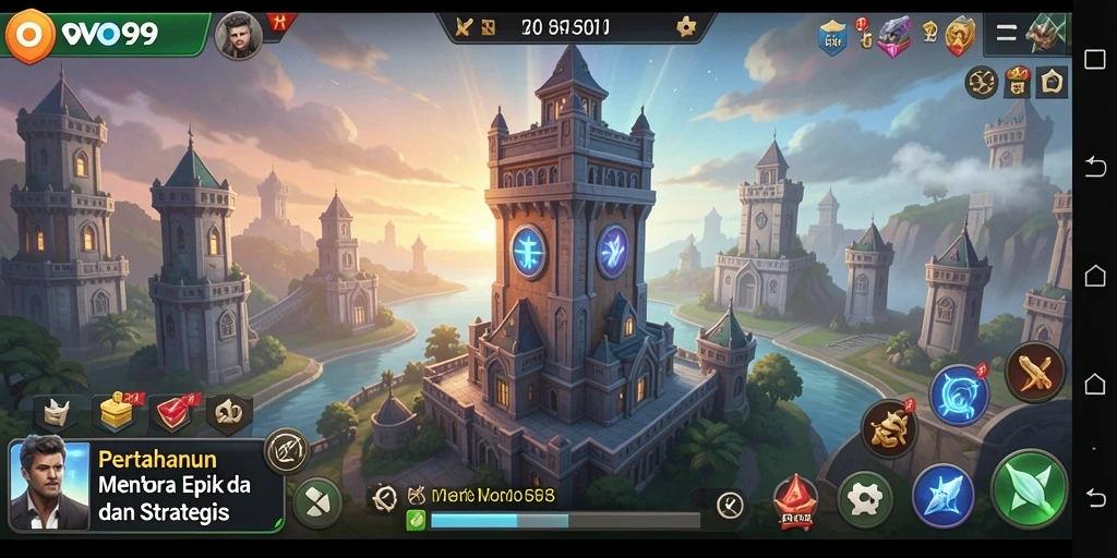 Screenshot utama OVO99 menampilkan aksi seru gameplay Tower Defense.
