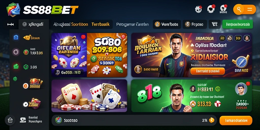 Tampilan utama SS88BET dengan berbagai pilihan taruhan olahraga.