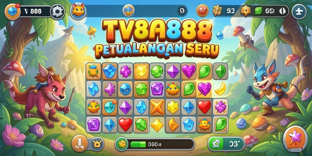 Screenshot menunjukkan gameplay Match-3 yang menantang dan seru.
