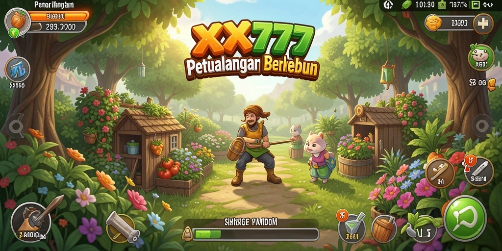 Screenshot gameplay XXX777 yang menunjukkan keseruan berkebun.